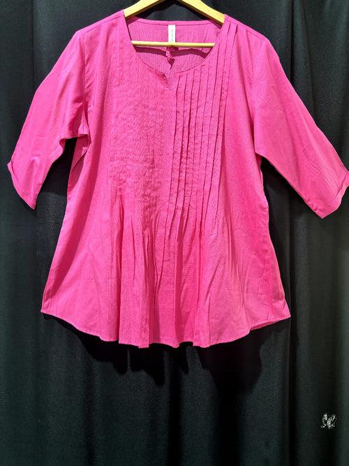 Pink Solid Pin Tuck Top