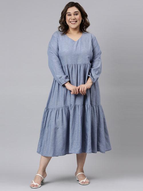 Blue Chambray Tier Dress