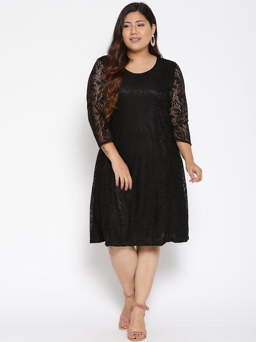 Black Lace A-Line Dress