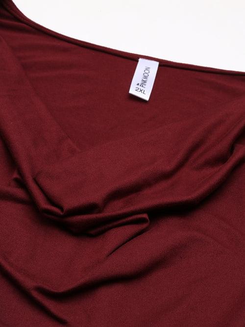 Maroon Cowl Neck Top