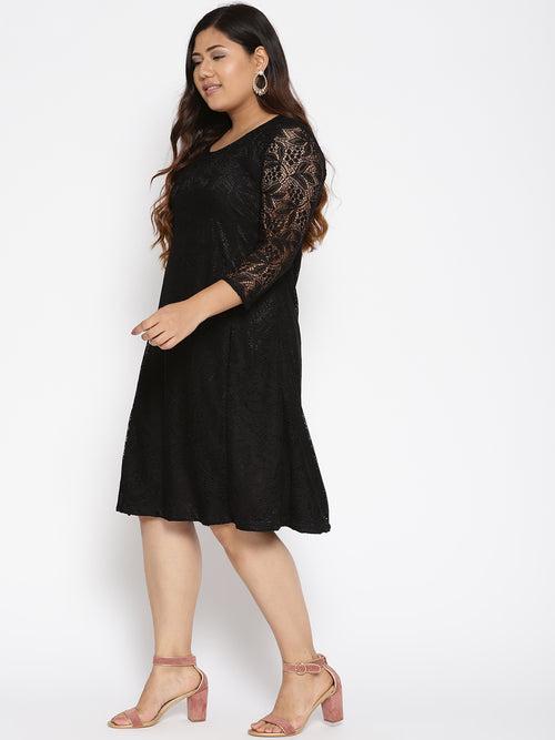 Black Lace A-Line Dress