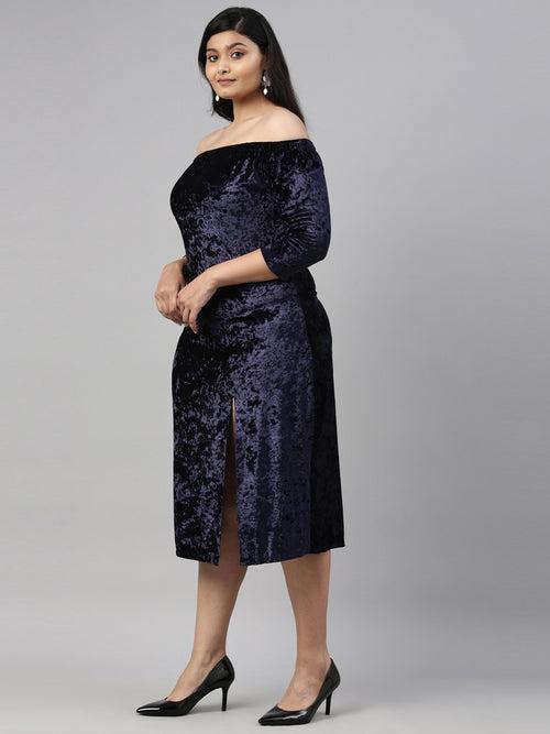 Off-Shoulder Velvet Dress