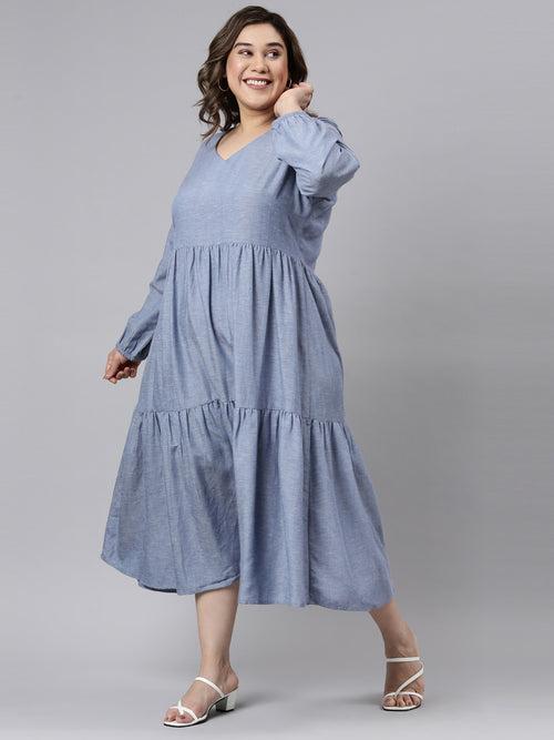 Blue Chambray Tier Dress