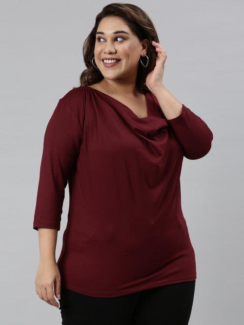 Maroon Cowl Neck Top