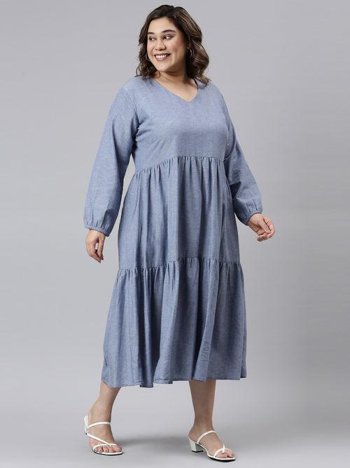 Blue Chambray Tier Dress