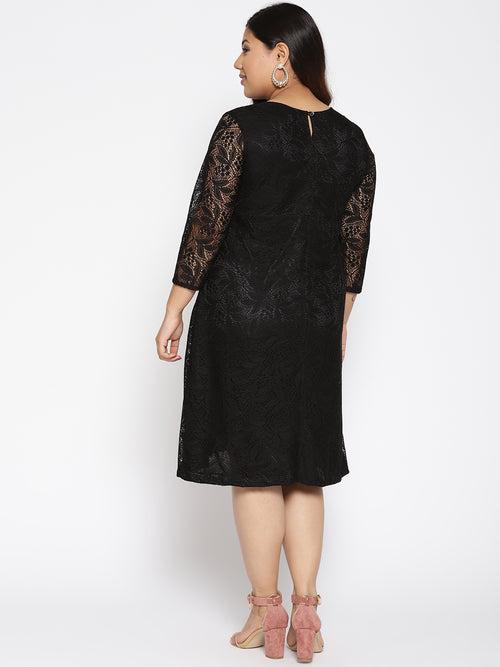 Black Lace A-Line Dress