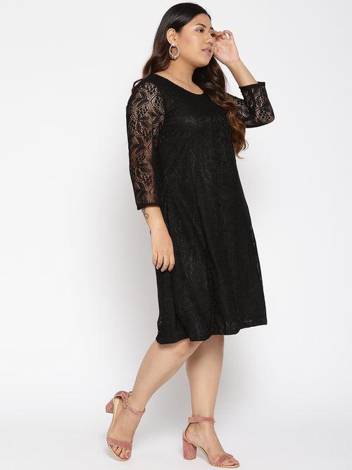 Black Lace A-Line Dress