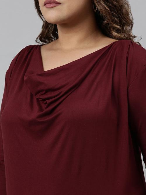 Maroon Cowl Neck Top