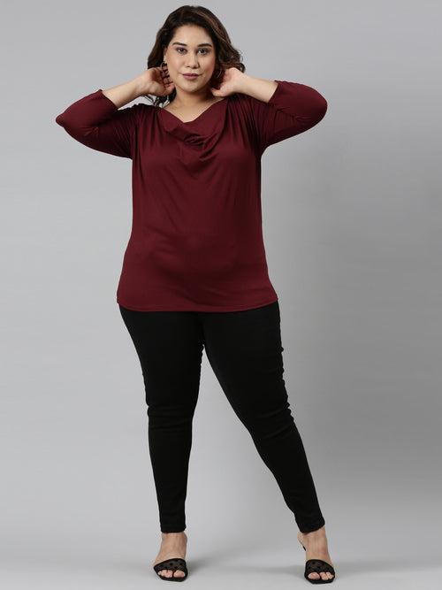 Maroon Cowl Neck Top