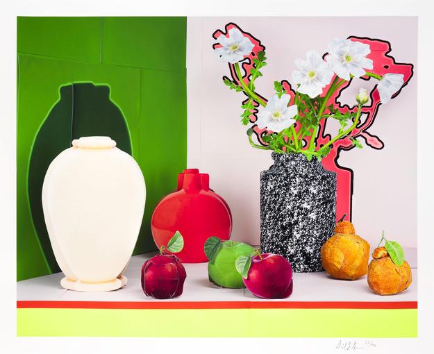 Daniel Gordon, White Poppies with Apples & Oranges, 2024; Limited Edition Print