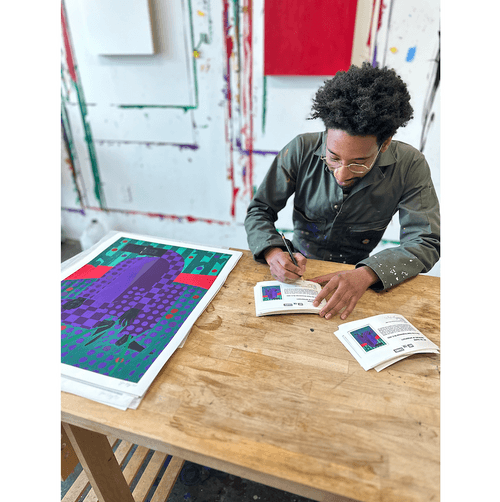 Jon Key, Man in the Violet Dreamscape No. 5, 2023; Hand-Embellished, Signed, and Numbered Limited Edition Print