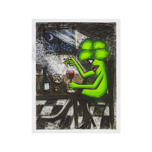 Hein Koh, Drinking and Smoking Alone, 2021; Limited Edition Print