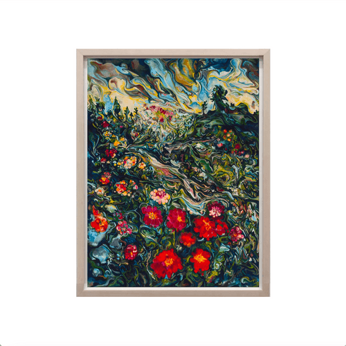 Maria Calandra, Time of the Zinnia, 2023; Hand-Embellished, Signed and Numbered Limited Edition Print