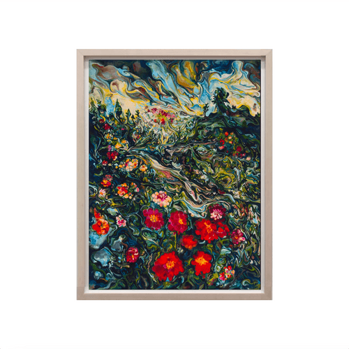 Maria Calandra, Time of the Zinnia, 2023; Hand-Embellished, Signed and Numbered Limited Edition Print