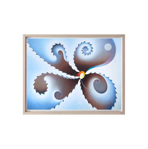 Angela Heisch, Drafty Spot, 2022; Hand-Embellished Limited Edition Print in White Washed Maple Frame