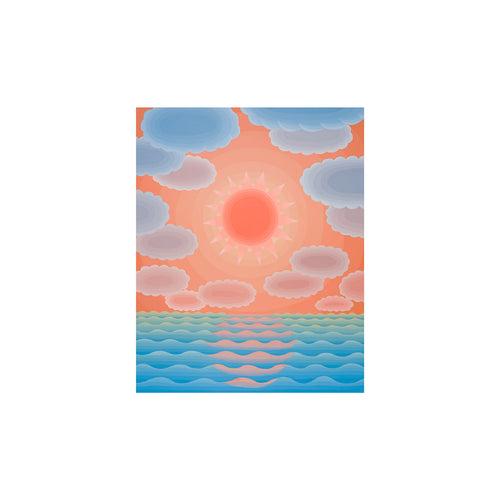 Amy Lincoln, Blue and Orange Seascape, 2021; Hand-Embellished, Signed, and Numbered Limited Edition Print