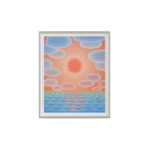 Amy Lincoln, Blue and Orange Seascape, 2021; Hand-Embellished, Signed, and Numbered Limited Edition Print