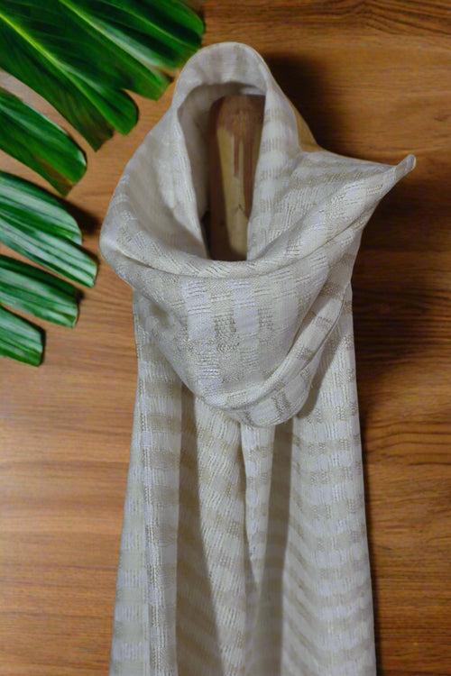 Pure Linen Stole | White and Beige Stripes