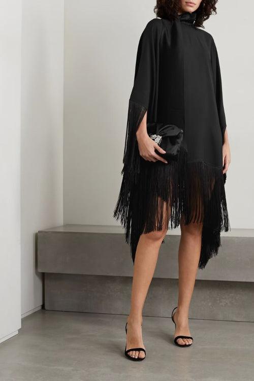 Black Short Fringe Kaftan Dress