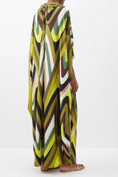 Asymmetric Silk Crepe Kaftan