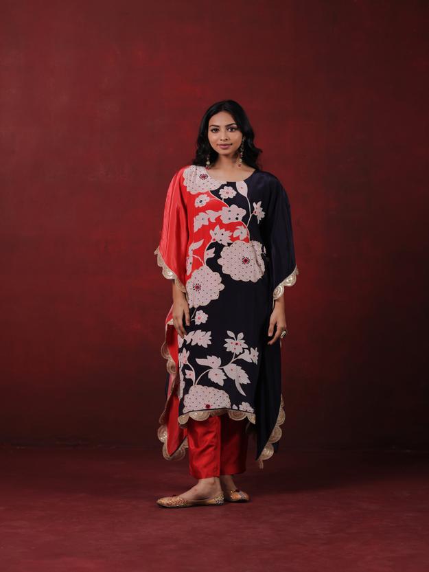 Floral Print Kaftan with Palazzo Pants