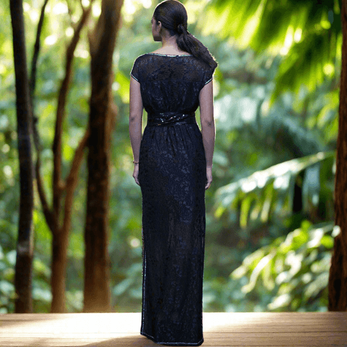 Lycra Knit Lace Column Gown