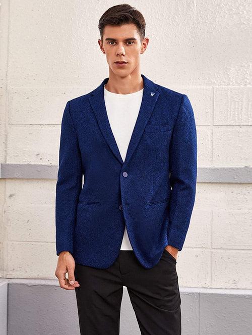 Royal Blue Lapel Collar Single Breasted Blazer