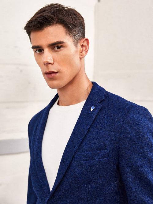 Royal Blue Lapel Collar Single Breasted Blazer