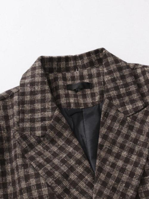 Plaid Print Double Breasted Blazer