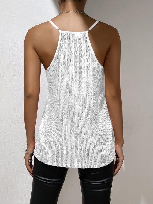 Spaghetti Strap Sleeveless Sequin Cami Top