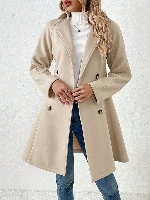 Lapel Neck Double Breasted Knee Length Overcoat