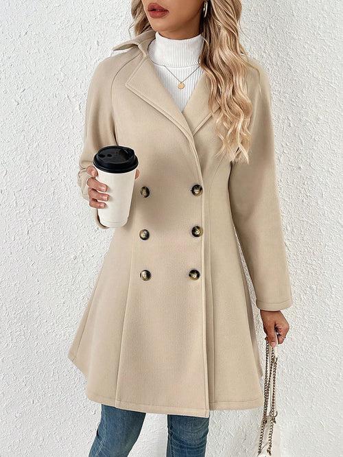 Lapel Neck Double Breasted Knee Length Overcoat