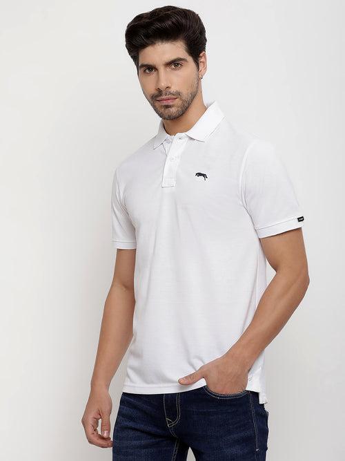 JUMP USA Men Solid Polo Collar Pure Cotton T-shirt