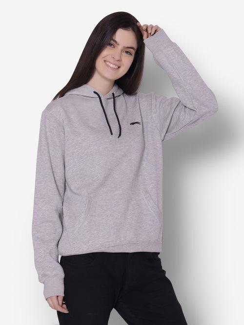 JUMP USA Women Solid Grey Hoodie