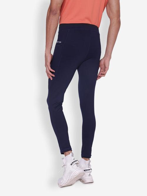 JUMP USA Men Navy Blue Rapid Dry-Fit Antimicrobial Running Tights