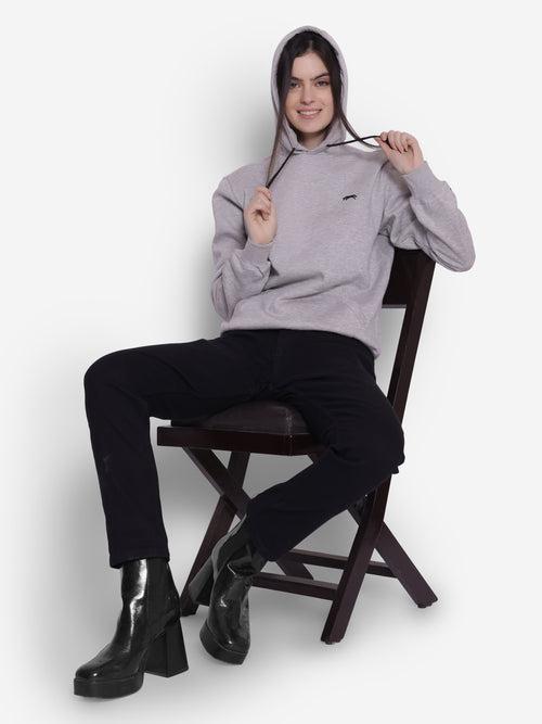 JUMP USA Women Solid Grey Hoodie