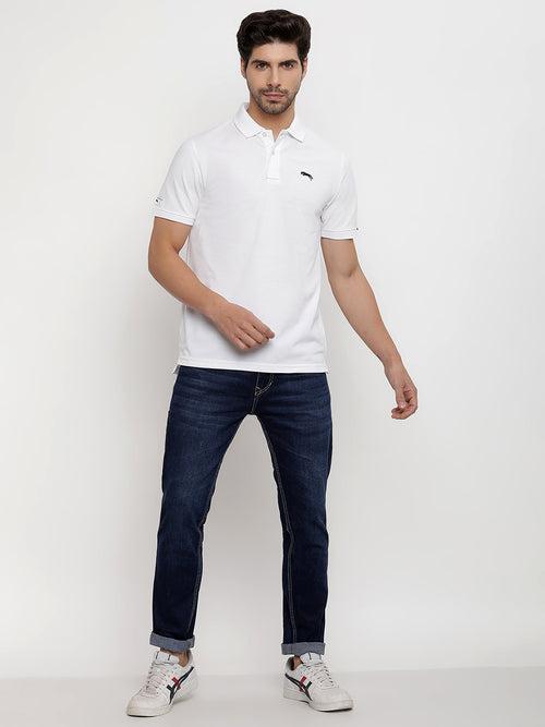 JUMP USA Men Solid Polo Collar Pure Cotton T-shirt