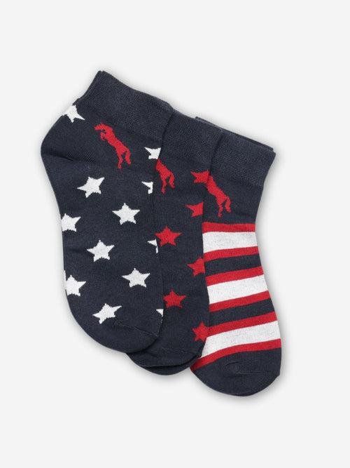 JUMP USA Women Pack Of 3 Assorted Ankle-Length Trendy Socks