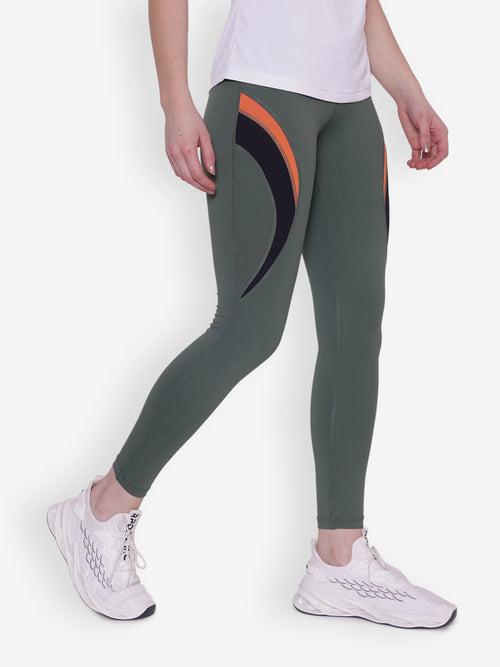 JUMP USA Women Duck Green Solid Rapid-Dry Seamless Tights