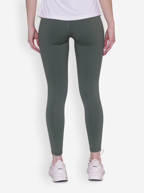 JUMP USA Women Duck Green Solid Rapid-Dry Seamless Tights