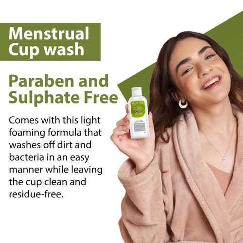 Period Care Kit | Pack of 1 Menstrual Cup with Free Menstrual Cup Wash, Haldi Chandan Intimate Hygiene Wash & Period Cramp Roll on