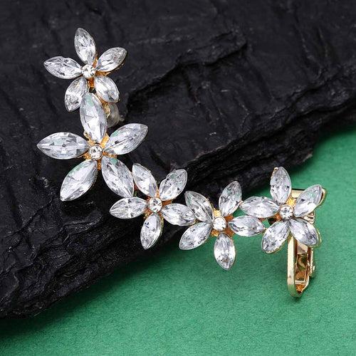 Crystals Daisy Ear Cuff - 1 Pc