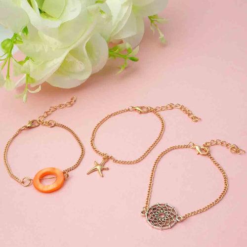 Orange Stone Starfish Bracelet Set