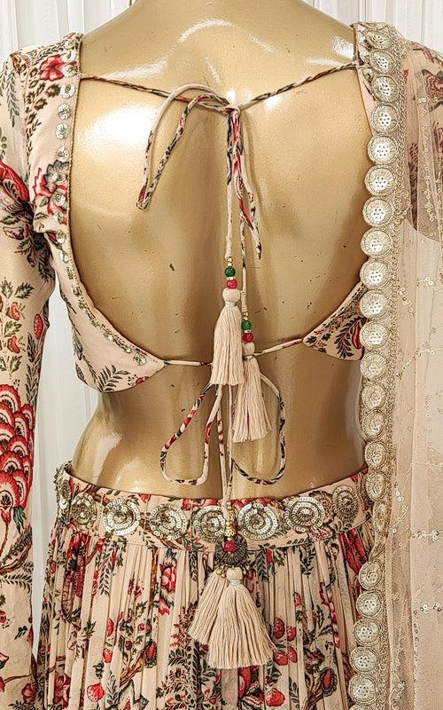 Tejaswini Beige Tropical Sequin Work Lehenga