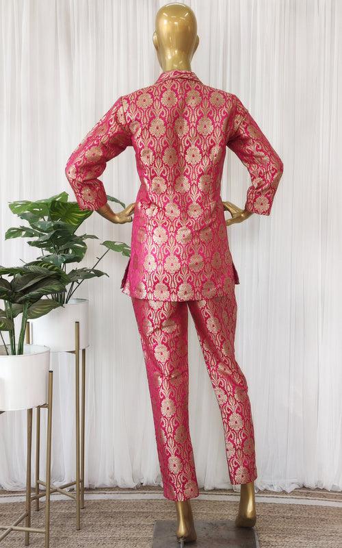 Fuchsia Brocade Pant-Suit Co-ord Set