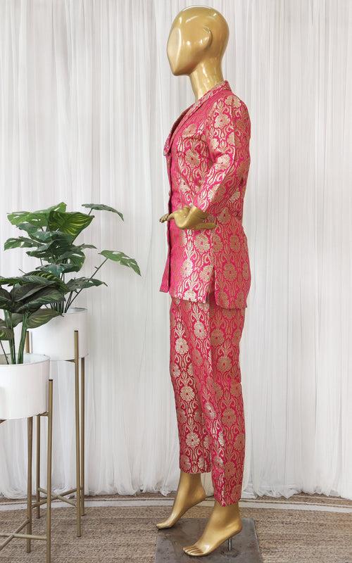 Fuchsia Brocade Pant-Suit Co-ord Set