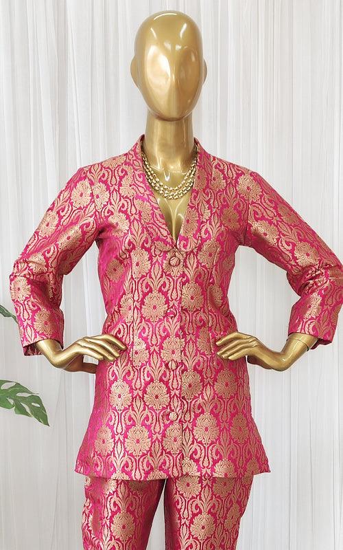 Fuchsia Brocade Pant-Suit Co-ord Set