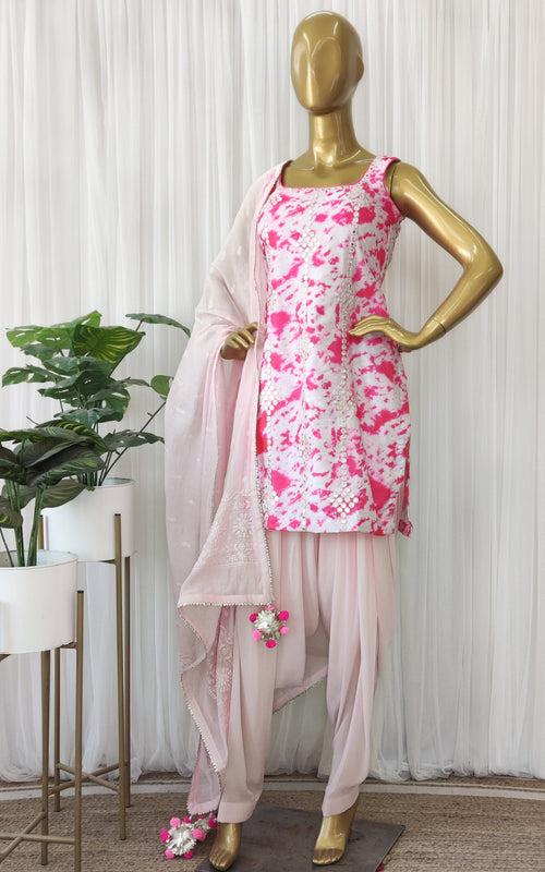 Shibori Mirrorwork Patiala Salwar Suit Set