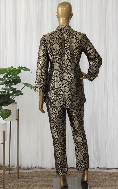 Black Brocade Pant-Suit Co-ord Set