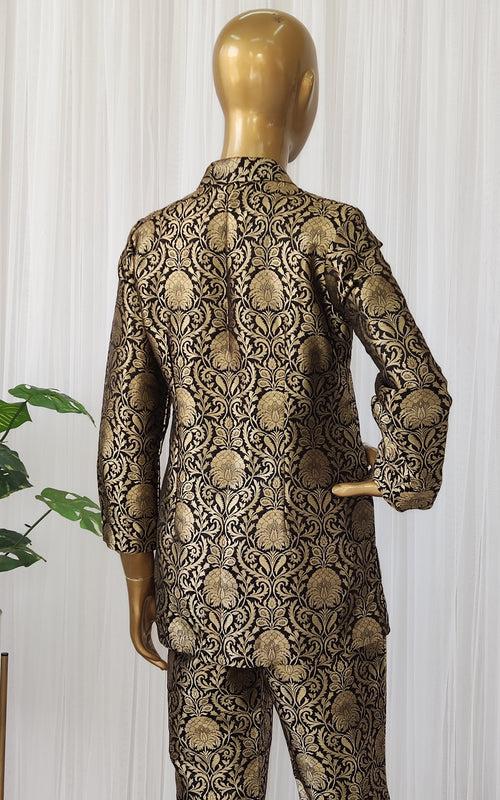 Black Brocade Pant-Suit Co-ord Set